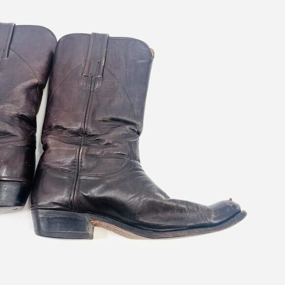Vintage 1970s Frye Boots Mens Size 9.5 Brown Cowboy Roper Black Tag Campus Rare main image 7